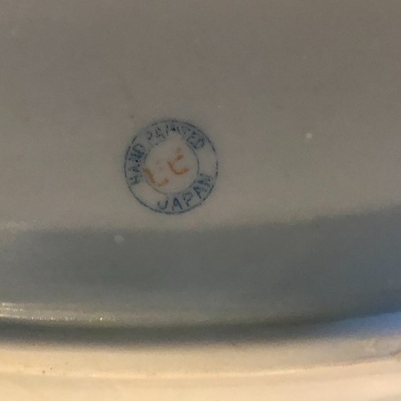 Japanese Cherry Blossom Vanity Tray Hand Painted  Raised Gold Trim Vtg - Picture 9 of 11